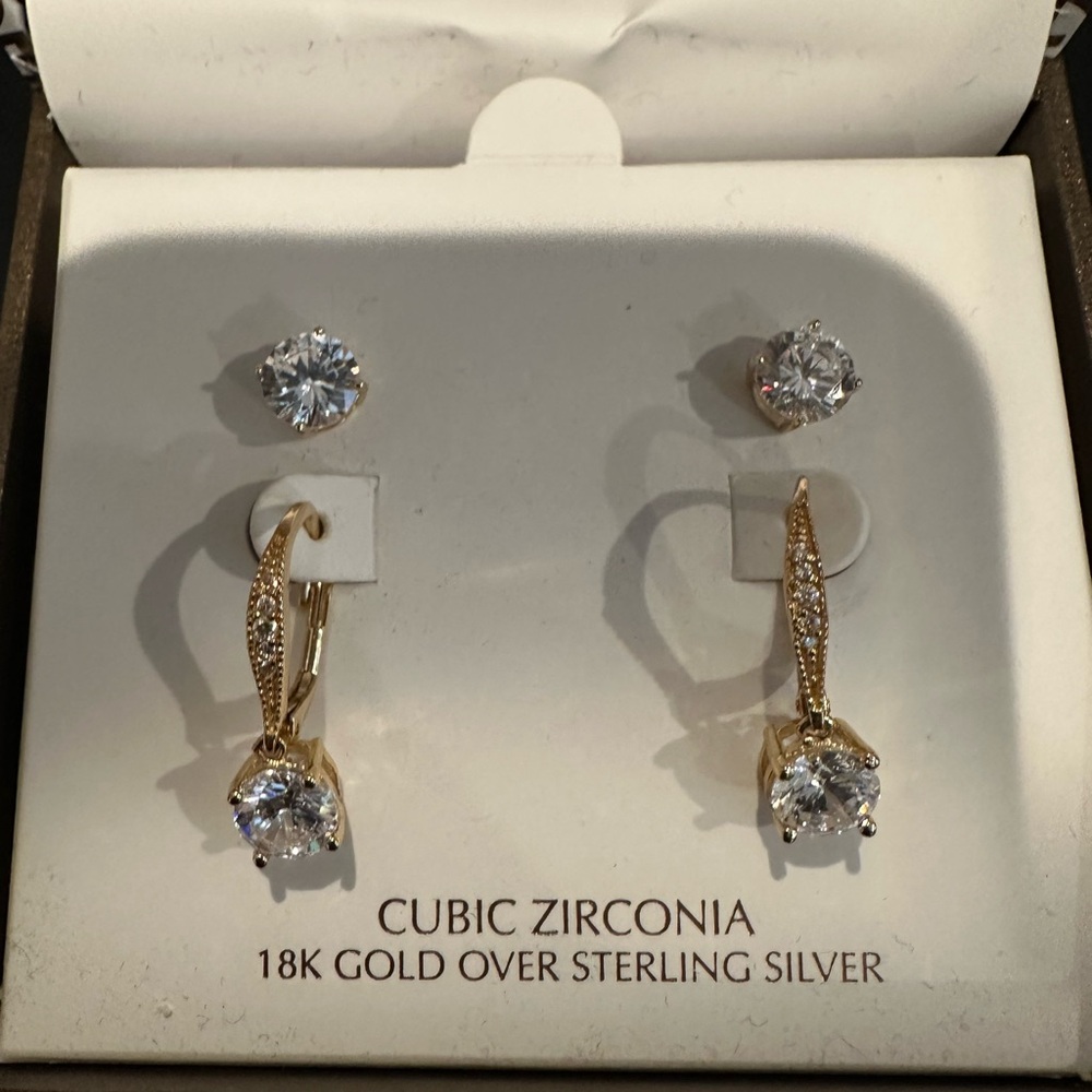 Giani Bernini Cubic Zirconia Earrings Set in 18k over silver.